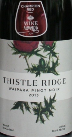 Thistle Ridge Waipara Pinot Noir 2013