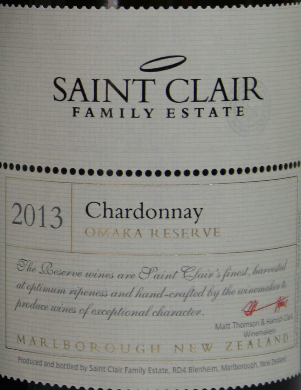 Saint Clair Family Estate Omaka Reserve Chardonnay 2013