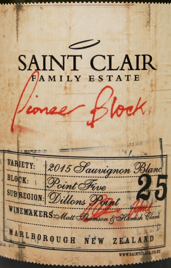 Saint Clair Family Estate Pioneer Block (point five) Sauvignon Blanc 2015