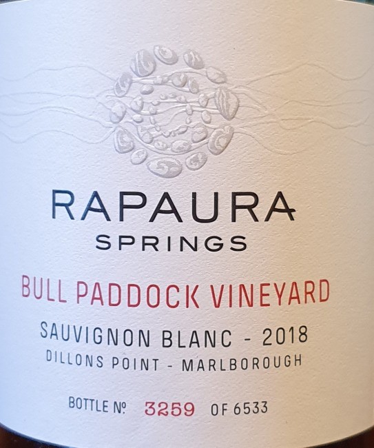 Rapaura Springs – Bull Paddock Vineyard – Sauvignon Blanc 2018