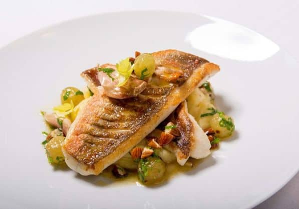 Gurnard fillet, almonds, grapes & brown butter